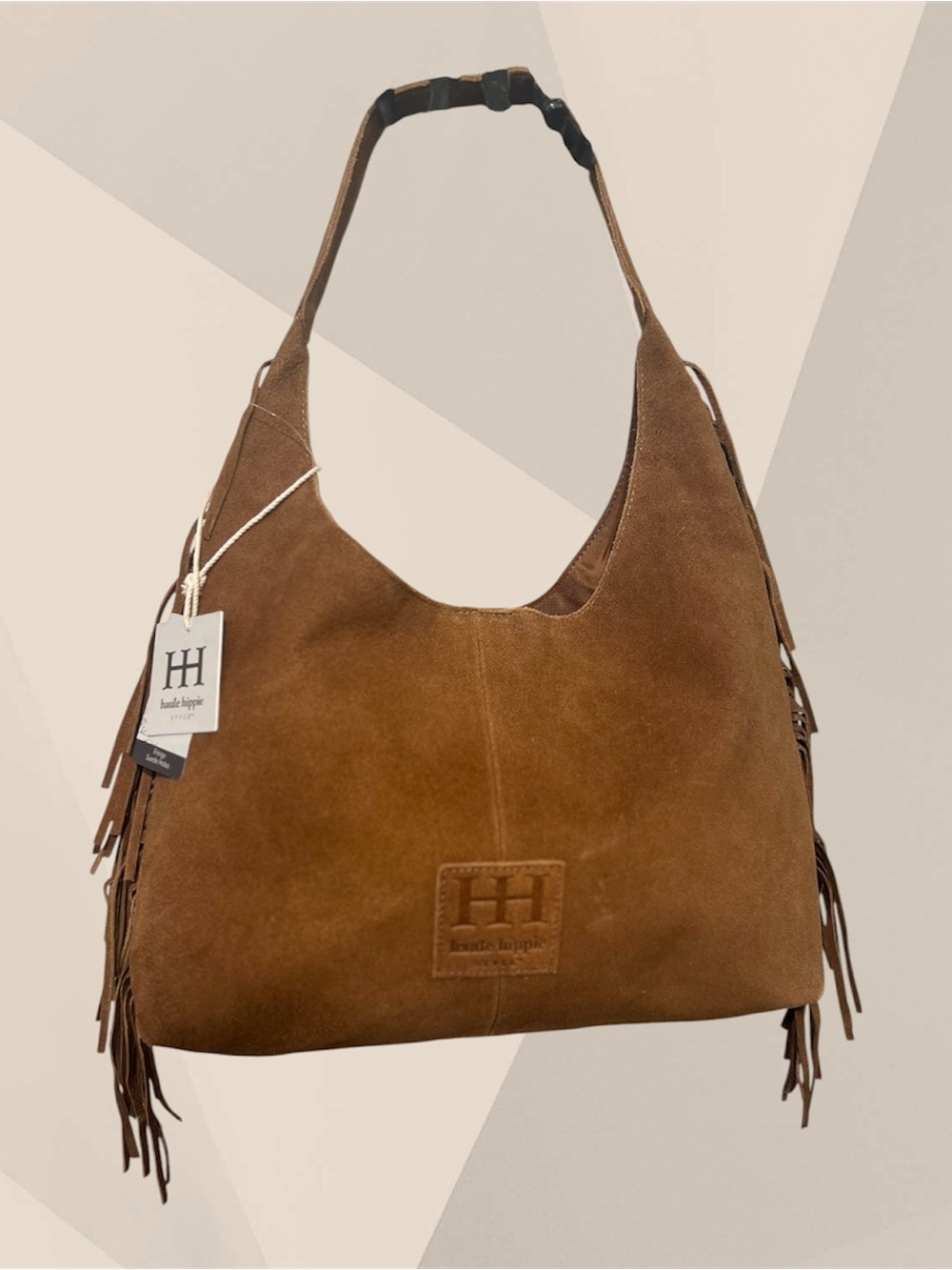 Haute Hippie brown fringed suede hobo bag-NWT